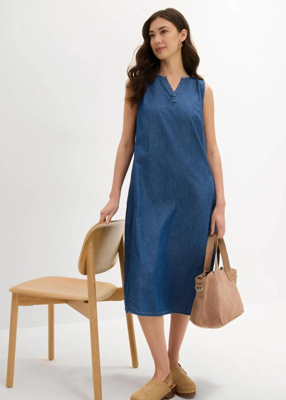 bonprix Kleider|Jeanskleid blau denim used