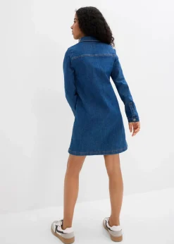 bonprix Mädchen 9-16 Jahre·Kleider & Jumpsuits|Jeanskleid in A-Linienführung mit Bio-Baumwolle blau denim