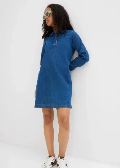 bonprix Mädchen 9-16 Jahre·Kleider & Jumpsuits|Jeanskleid in A-Linienführung mit Bio-Baumwolle blau denim