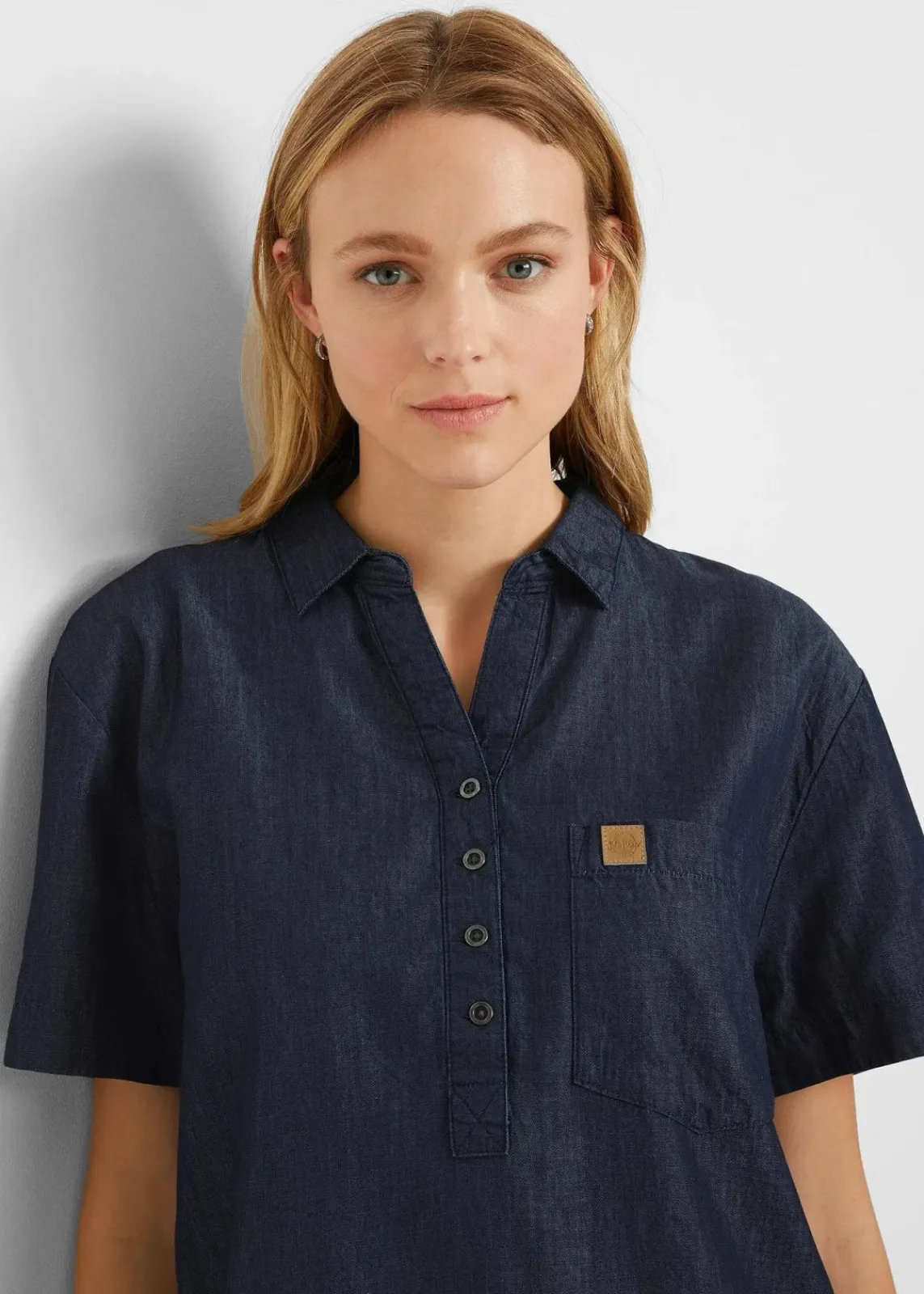 bonprix Bekleidung·Pullover & Strickjacken|Kleider|Jeanskleid, Kurzarm blau denim used