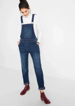 bonprix Bekleidung·Shirts & Tops|Jeans|Jeans-Latzhose im Boyfriend Fit blau denim