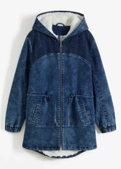 bonprix Bekleidung·Hosen|Jacken & Mäntel|Jeans-Parka mit Teddyfell dunkelblau denim