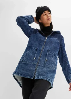 bonprix Bekleidung·Hosen|Jacken & Mäntel|Jeans-Parka mit Teddyfell dunkelblau denim
