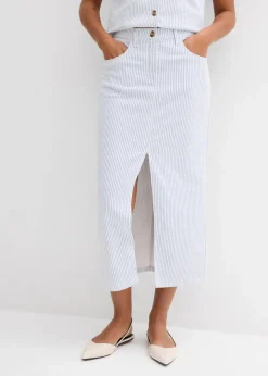 bonprix Bekleidung·Sportbekleidung|Röcke|Jeansrock weiß gestreift