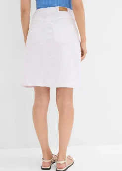 bonprix Röcke|Jeansrock, High Waist, Stretch weiß twill