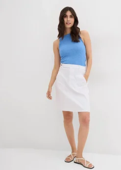 bonprix Röcke|Jeansrock, High Waist, Stretch weiß twill
