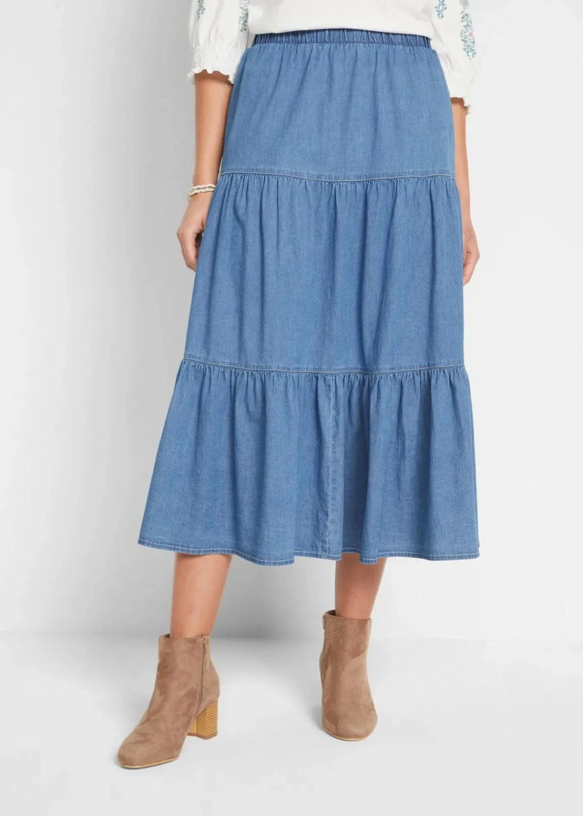 Jeansrock mit Bahnen|bonprix