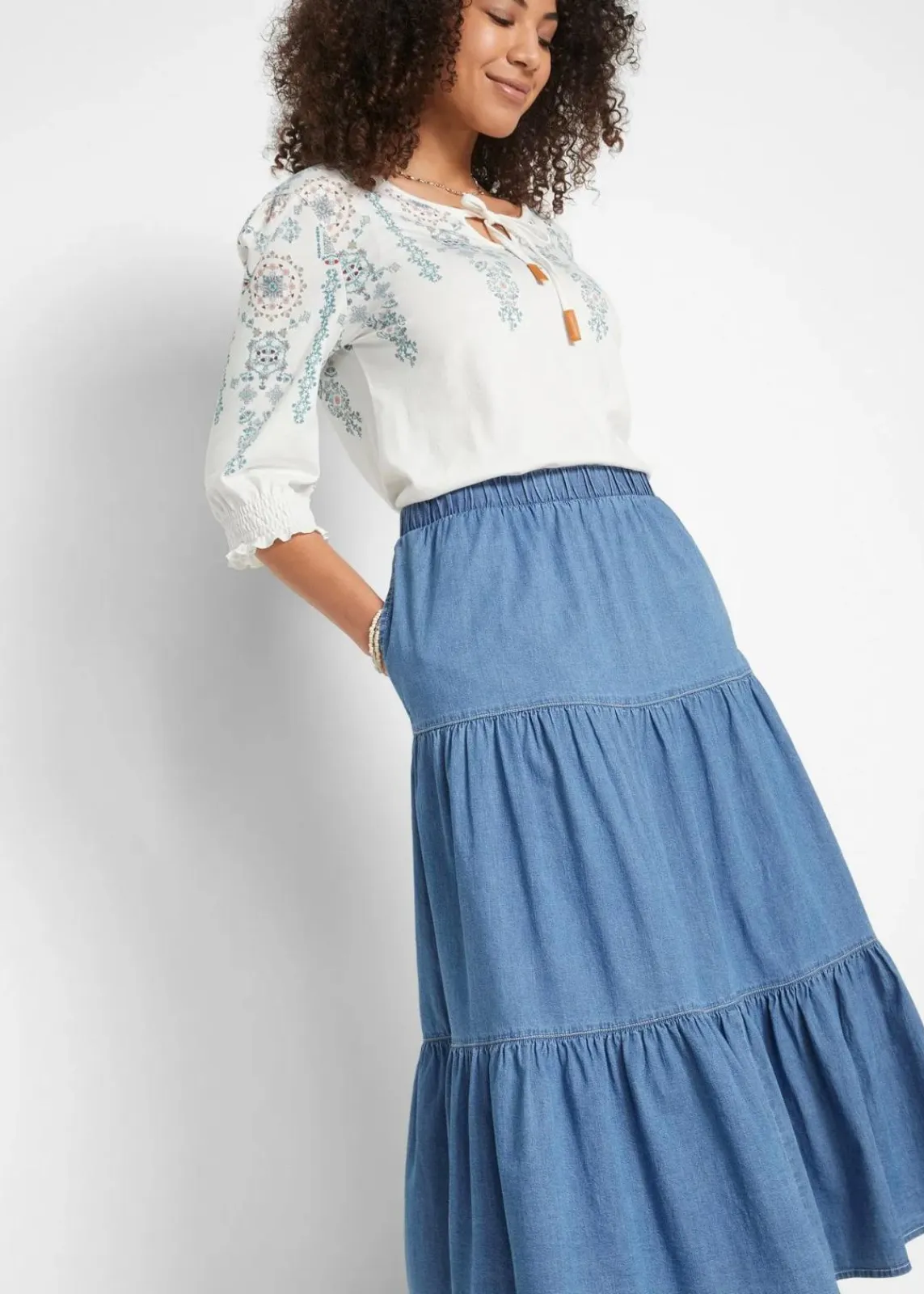 Jeansrock mit Bahnen|bonprix