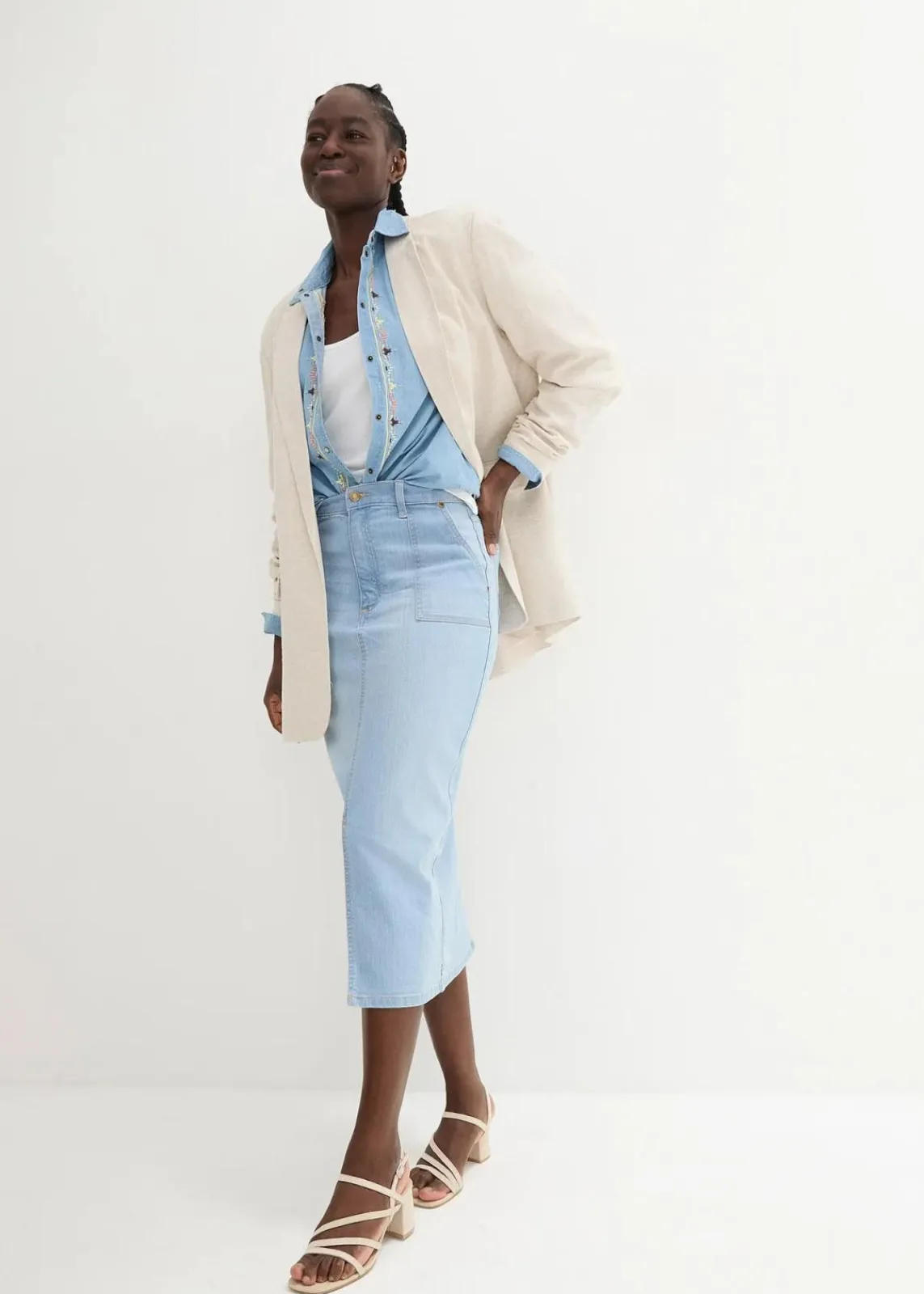 Jeansrock mit Schlitz|bonprix Clearance