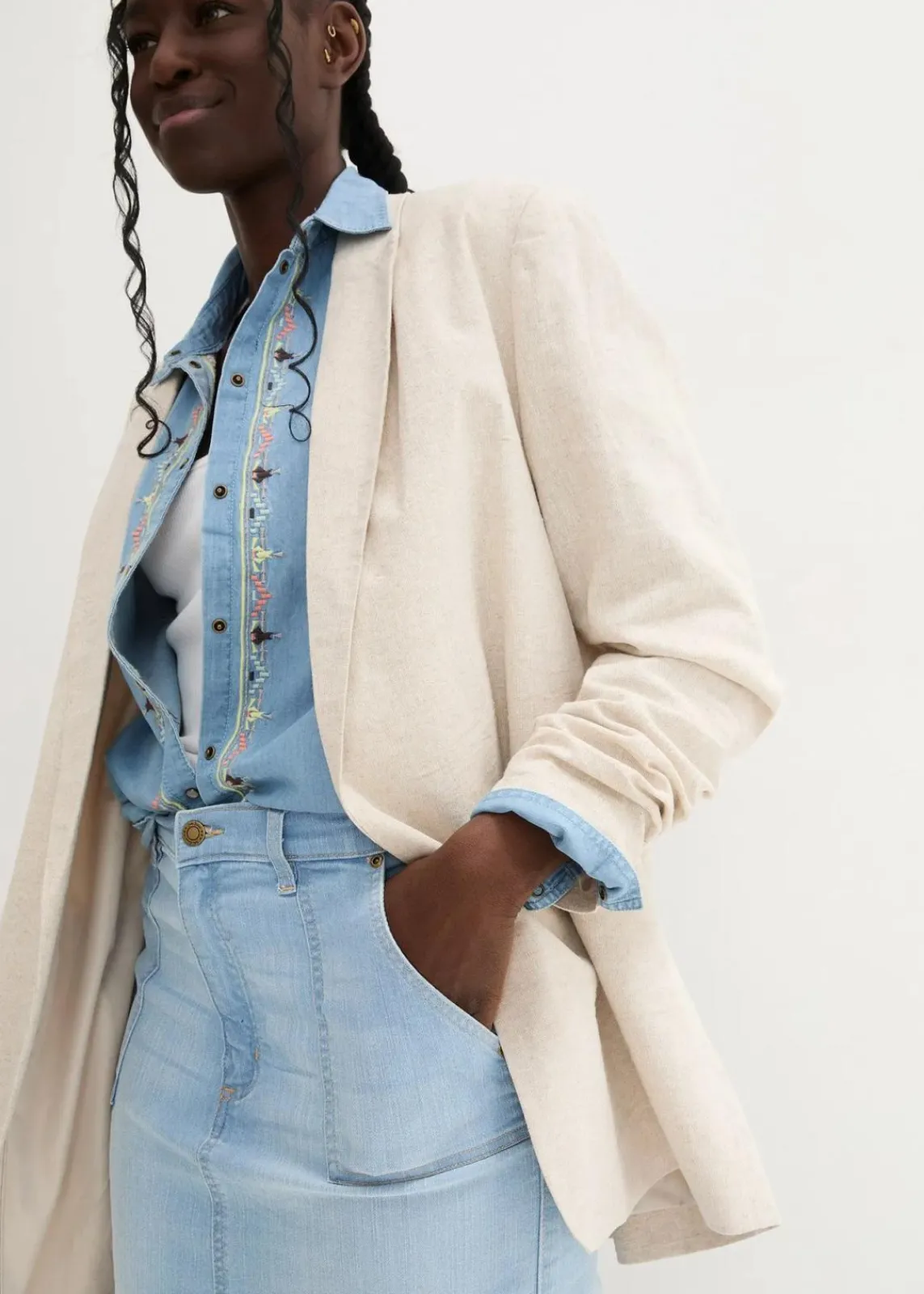 Jeansrock mit Schlitz|bonprix Clearance