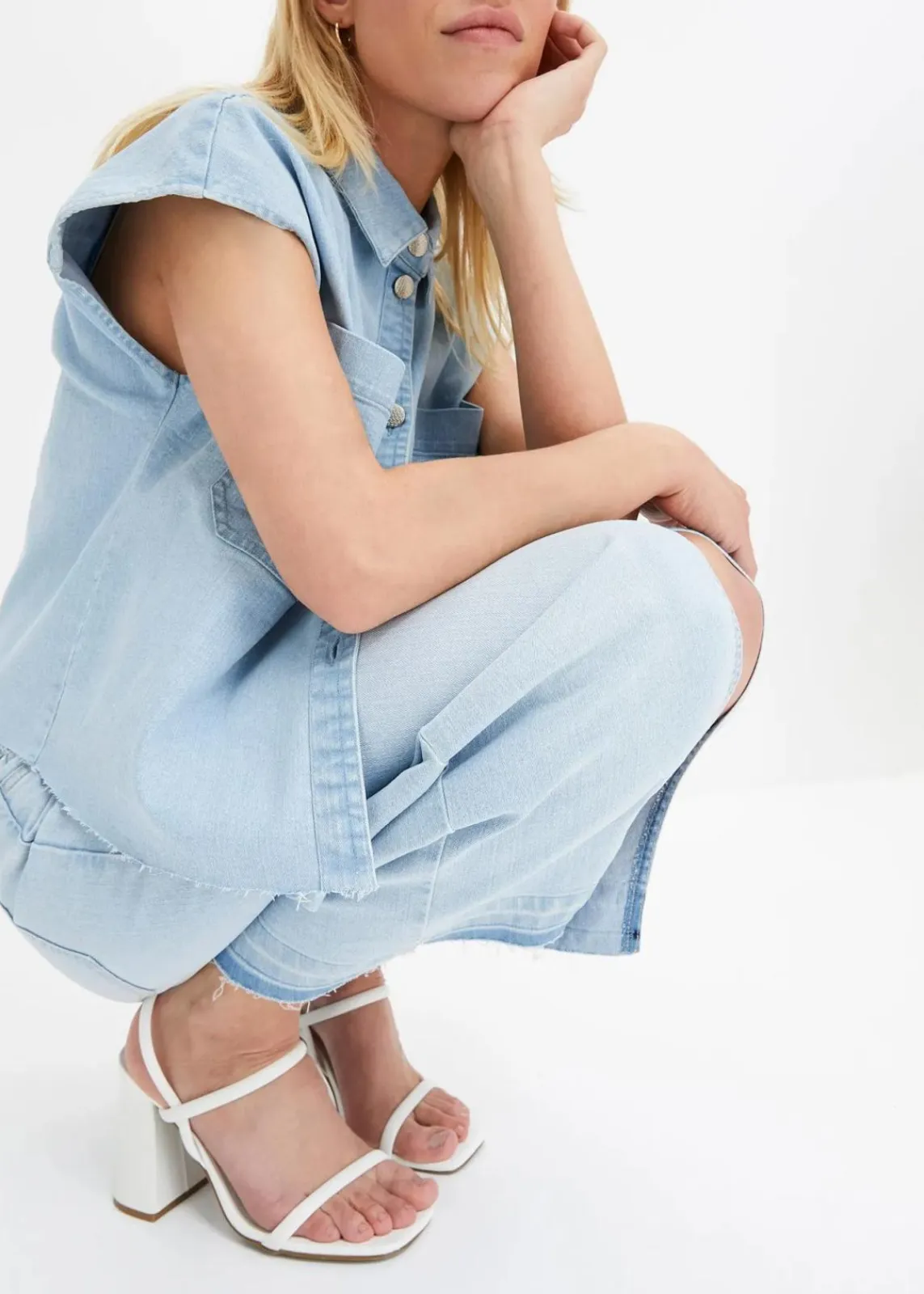 bonprix Röcke|Bekleidung·Sportbekleidung|Jeansrock mit Schlitz eisblau denim