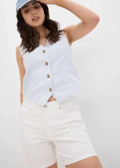 bonprix Bekleidung·Outdoorbekleidung|Bekleidung·Shirts & Tops|Jeans-Shorts Mid Waist weiß