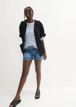 bonprix Jeans|Shorts|Jeansshorts, Mid Waist blau denim used