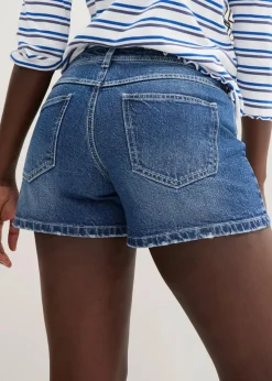 bonprix Jeans|Shorts|Jeansshorts, Mid Waist blau denim used