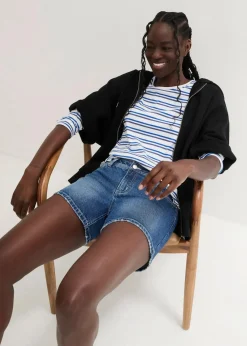 bonprix Jeans|Shorts|Jeansshorts, Mid Waist blau denim used