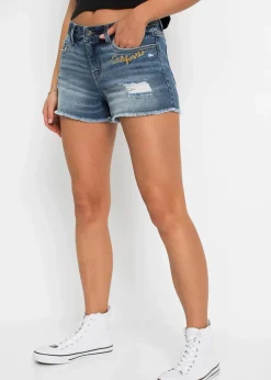 Jeansshorts Mid Waist mit Stickerei|bonprix New