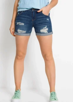 Jeansshorts Mid Waist mit Destroy- Effekten|bonprix Outlet