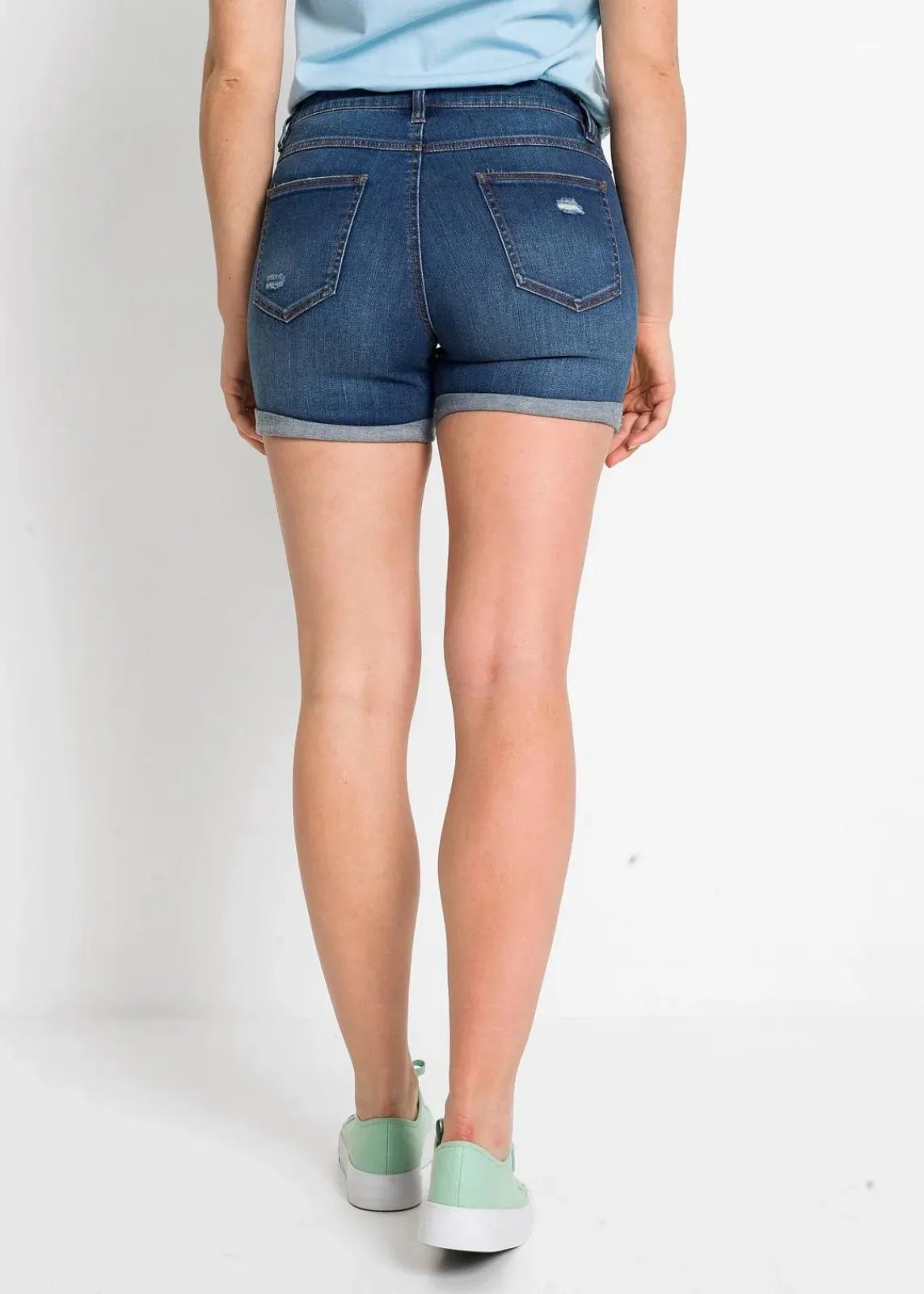 Jeansshorts Mid Waist mit Destroy- Effekten|bonprix Outlet