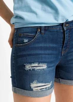 Jeansshorts Mid Waist mit Destroy- Effekten|bonprix Outlet