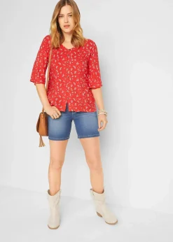 bonprix Bekleidung·Outdoorbekleidung|Bekleidung·Shirts & Tops|Jeansshorts Slim Fit Mid Waist, 2er Pack hellblau+blau used