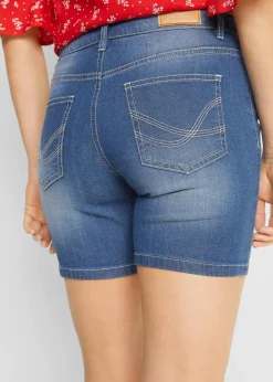 bonprix Bekleidung·Outdoorbekleidung|Bekleidung·Shirts & Tops|Jeansshorts Slim Fit Mid Waist, 2er Pack hellblau+blau used