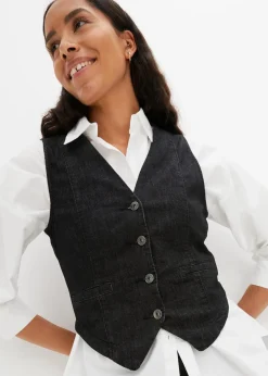 bonprix Nachhaltigere Materialien|Jacken & Mäntel|Jeansweste schwarz denim