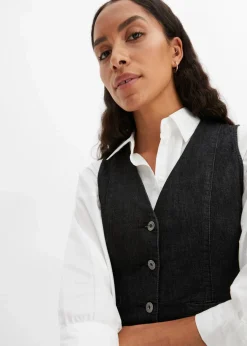 bonprix Nachhaltigere Materialien|Jacken & Mäntel|Jeansweste schwarz denim