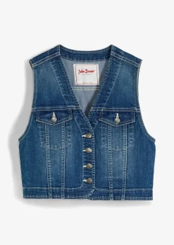 bonprix Bekleidung·Hosen|Jacken & Mäntel|Jeansweste mit Stretch blau denim used