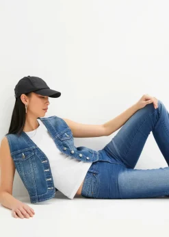 bonprix Bekleidung·Hosen|Jacken & Mäntel|Jeansweste mit Stretch blau denim used