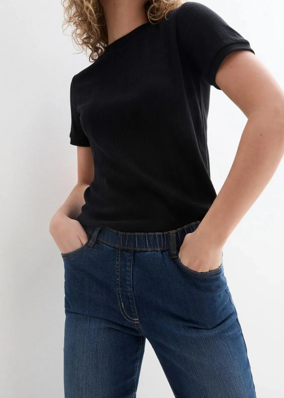 bonprix Jeans|Kurzgrößen|Jeggings Mid Waist, Bequembund nachtblau denim