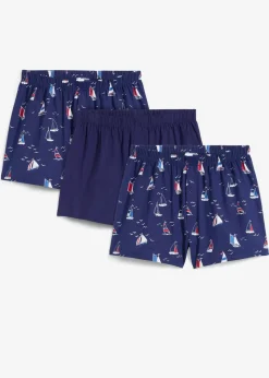 bonprix Boxershorts|Große Größen|Jersey Boxershorts aus Bio-Baumwolle (3er Pack) marineblau bedruckt