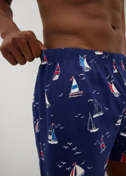bonprix Boxershorts|Große Größen|Jersey Boxershorts aus Bio-Baumwolle (3er Pack) marineblau bedruckt