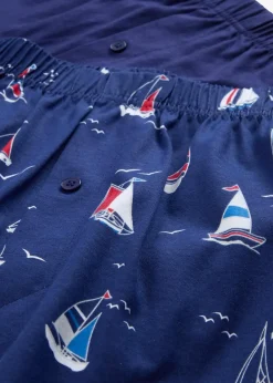 bonprix Boxershorts|Große Größen|Jersey Boxershorts aus Bio-Baumwolle (3er Pack) marineblau bedruckt