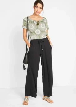 bonprix Bekleidung·Kleider|Hosen|Jersey- Hose aus fließendem Viskose-Mix schwarz