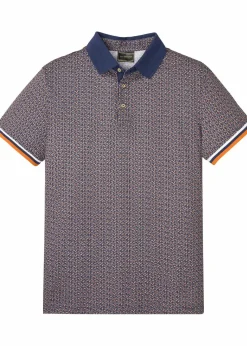 bonprix Große Größen|Shirts & Polos|Jersey Poloshirt aus reiner Bio-Baumwolle, Kurzarm blau graphisch bedruckt