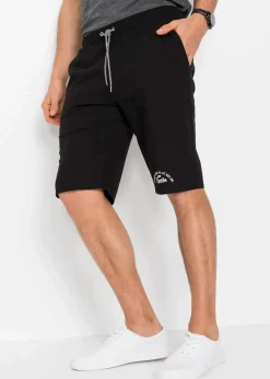 bonprix Große Größen|Shorts|Jersey-Bermuda aus reiner Bio-Baumwolle schwarz bedruckt