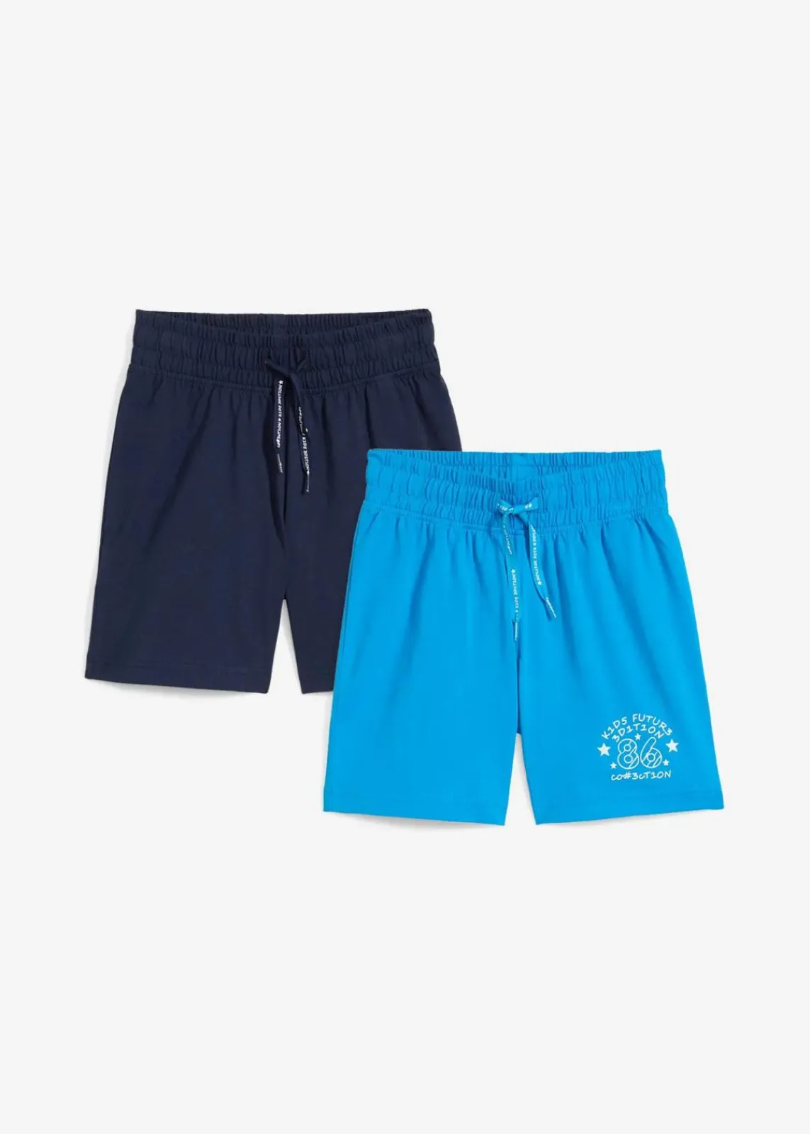 bonprix Jungen 2-8 Jahre·Shorts|Jungen 2-8 Jahre·Mehrfachpacks|Jersey-Bermuda (2er Pack) aus reiner Baumwolle dunkelblau+südseeblau bedruckt