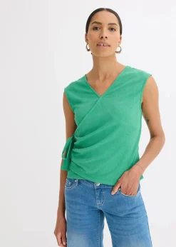 bonprix Shirts & Tops|Jerseycrepe-Shirt in Wickeloptik edelsteingrün