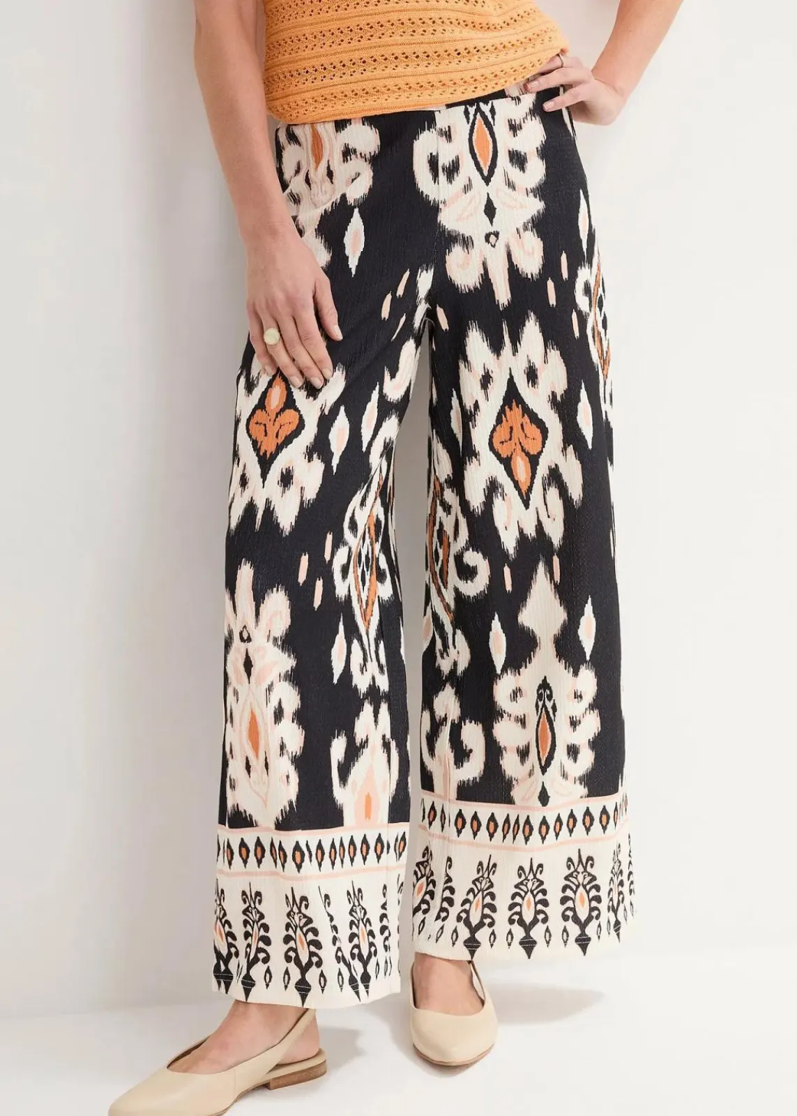 bonprix Bekleidung·Kleider|Zweiteiler & Sets|Jersey-Hose schwarz/natur/sonnenbraun/latte macchiato bedruckt