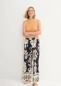 bonprix Bekleidung·Kleider|Zweiteiler & Sets|Jersey-Hose schwarz/natur/sonnenbraun/latte macchiato bedruckt