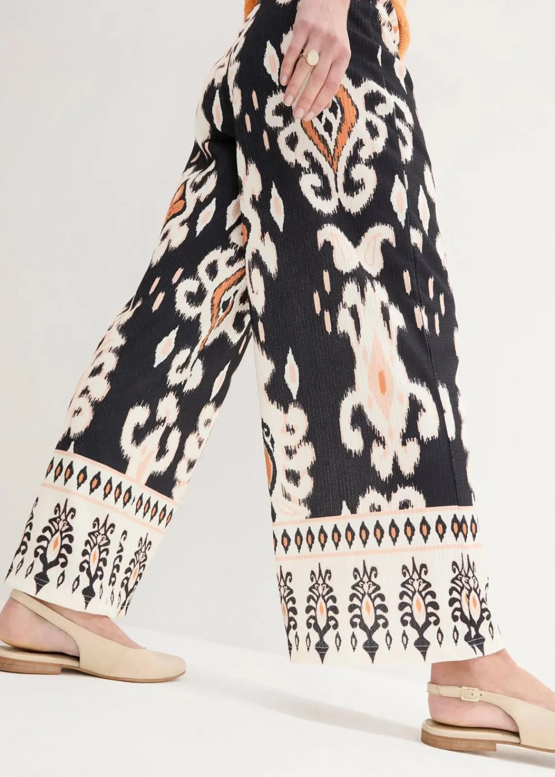 bonprix Bekleidung·Kleider|Zweiteiler & Sets|Jersey-Hose schwarz/natur/sonnenbraun/latte macchiato bedruckt