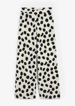 bonprix Bekleidung·Kleider|Hosen|Jersey-Hose kieselbeige/schwarz gepunktet