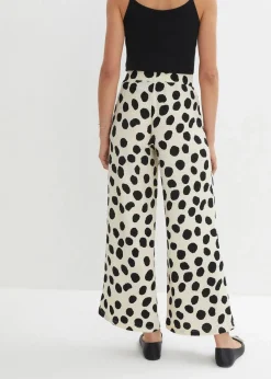 bonprix Bekleidung·Kleider|Hosen|Jersey-Hose kieselbeige/schwarz gepunktet