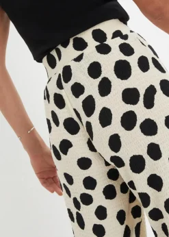 bonprix Bekleidung·Kleider|Hosen|Jersey-Hose kieselbeige/schwarz gepunktet
