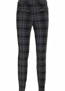 bonprix Hosen|Bekleidung·Kleider|Jersey-Hose schwarz/rauchgrau kariert