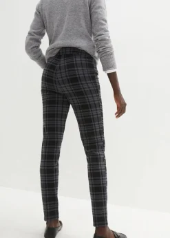 bonprix Hosen|Bekleidung·Kleider|Jersey-Hose schwarz/rauchgrau kariert