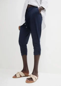 bonprix Hosen|Bekleidung·Kleider|Jersey-Hose aus Baumwoll-Mix dunkelblau