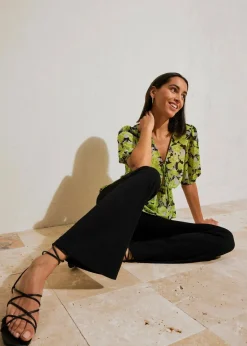 bonprix Bekleidung·Kleider|Hosen|Jersey-Hose aus fließendem Viskose-Mix schwarz