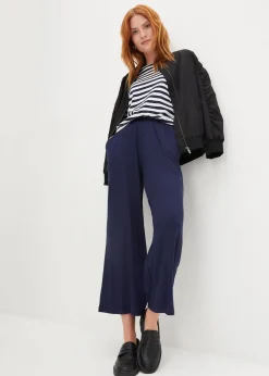 bonprix Hosen|Nachhaltigere Materialien|Jersey-Hose aus fließendem Viskose-Mix, 7-8-Länge dunkelblau