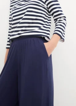 bonprix Hosen|Nachhaltigere Materialien|Jersey-Hose aus fließendem Viskose-Mix, 7-8-Länge dunkelblau